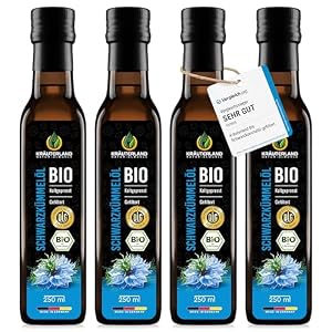 Kräuterland Bio Schwarzkümmelöl kaltgepresst gefiltert 4X 250ml (1 Liter)