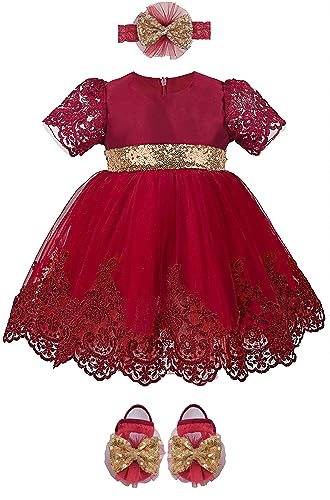 Lilax Baby Girl Newborn Lace Princess Wedding Party Dress Gown 4 Piece Deluxe Set