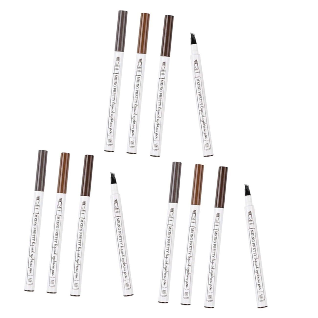 minkissy 12pezzi Penna Sopracciglia Denti Makeup Naturale Per Sopracciglia Castagno Marrone Scuro Nero