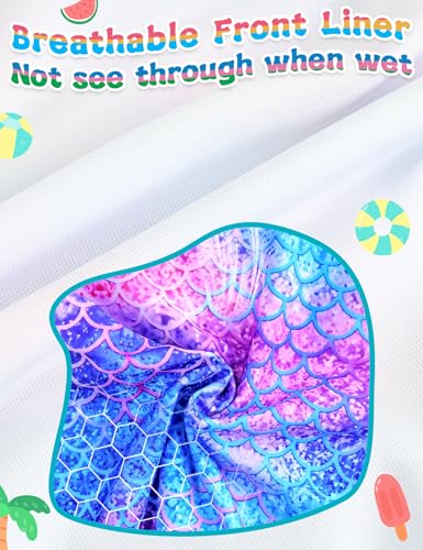 Image of TENVDA Girls Rash Guard Swimsuit Long Sleeve Bathing Suits with Shorts for 3-12 Years Old Kids