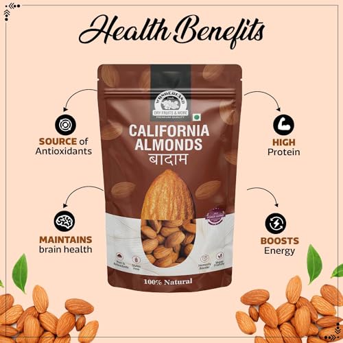 Image of WONDERLAND FOODS (DEVICE) 800 Gram (400 Gram X 2) California Almond NP (Badam) Pouch|Dried
