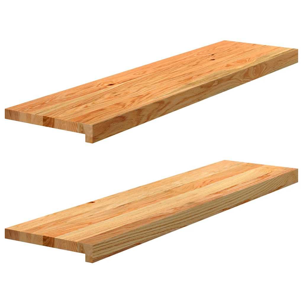 Lot de 2 marches d'escalier en chêne massif de 100x30x2 cm avec traitement de finition vernie