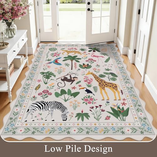 Tapete decorativo de área animal estampado 6x9 ft beige miniatura 6