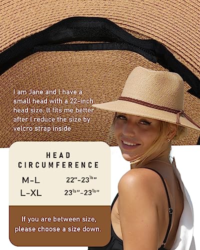 Furtalk Sun Hats For Women Summer Wide Brim Uv Upf 50+ Panama Fedora Foldable Packable Straw Beach Hat Khaki #TOP2