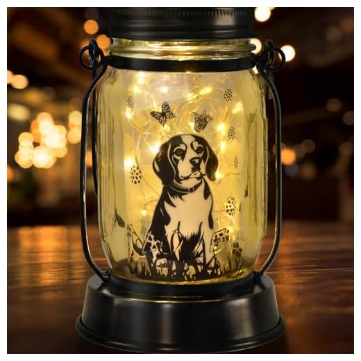 Beagle Presentes para Mulheres/Homens Beagle Lanternas Solares Cachorro Mãe Aniversário Amantes de Cães Lanterna Perda de Animais de Estimação Luzes Memoriais Solar Jardim Decoração Exterior para