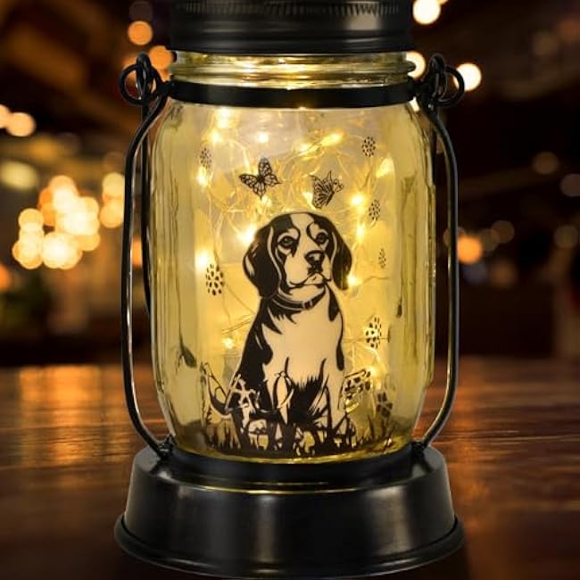 Dog Solar Lanterns Dog Lover Gifts for Women Men Dog Lovers Gifts Hanging Dog Lanterns with Stake for Yard Lawn Garden Decor Waterproof Dog Lights Torches