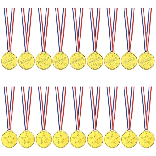 DOKRIN Medallas deportivas 18 Medallas Infantiles, Medallas Metálicas con Collares, Medallas para Días Deportivos Escolares, Competiciones y Fiestas