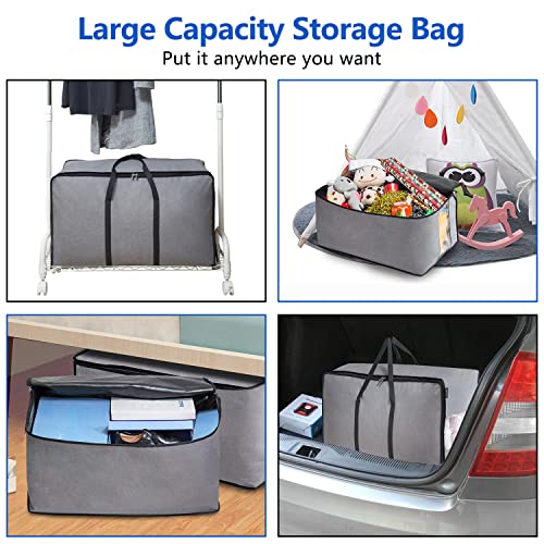 Misslo Water Resistant Thick Over Size Storage Bag, Folding Organizer Bag, Under Bed Storage, College Carrying Bag For Bedding Comforters, Blanket, Clothes (Grey) #TOP3