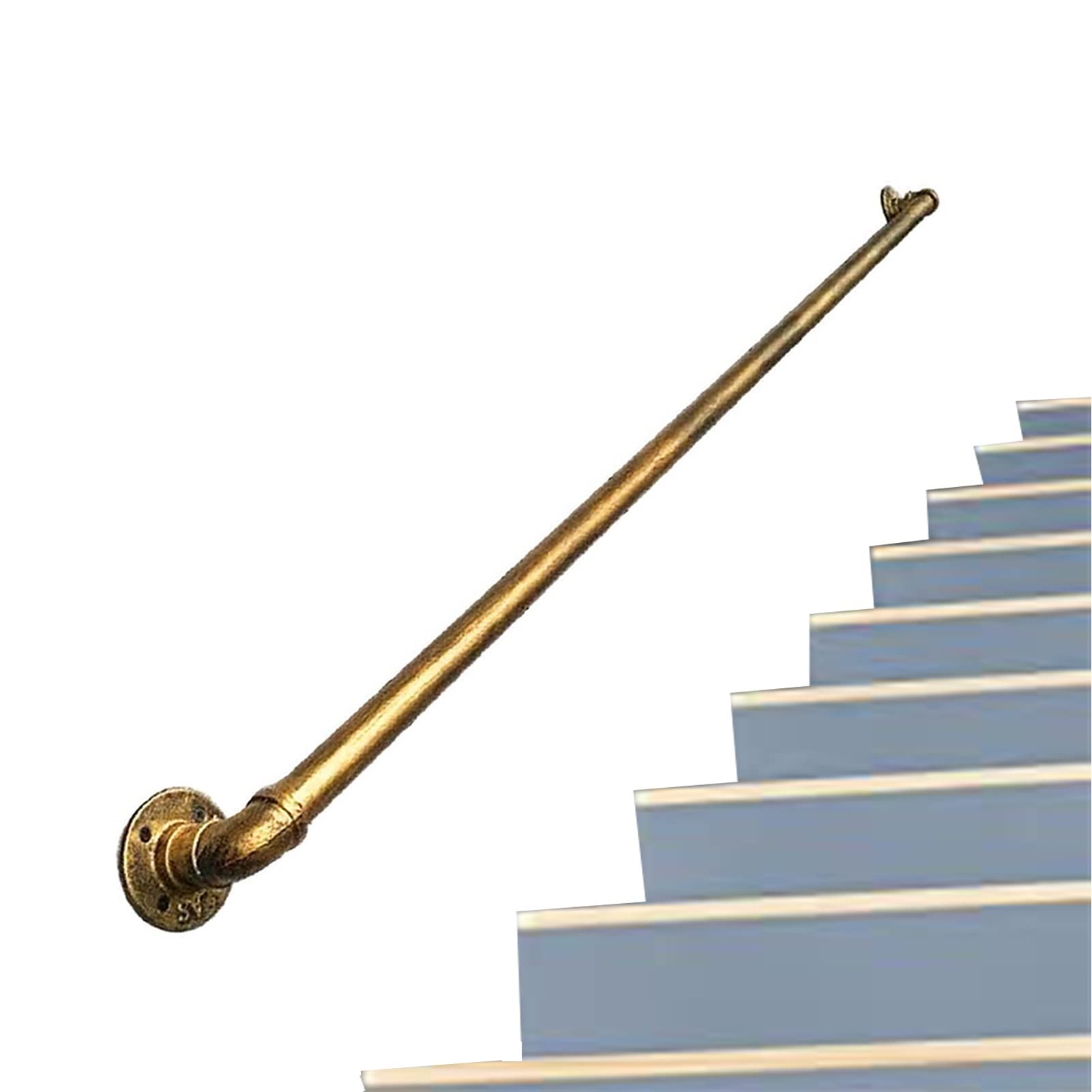 Gyeqxkt Onecolor Antique Gold Copper Stair Banister Handrail 9.2Ft/2.8M Wall Balusters Hand Railing For Lofts Bar Counter Foot Rail Classic Design For Wall Staircase Handrails