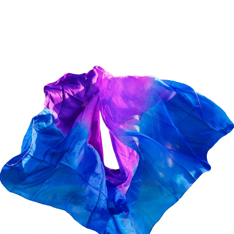 Bauchtanz Schleier Echte Seidenschleier Tanz Bühnen Requisiten Handgemachte gefärbte Schal Tanz Seidenschleier Schal Schleier Bauchtanz-Kostüm (Color : Color 10-YE, Size : XXL-400X114cm)