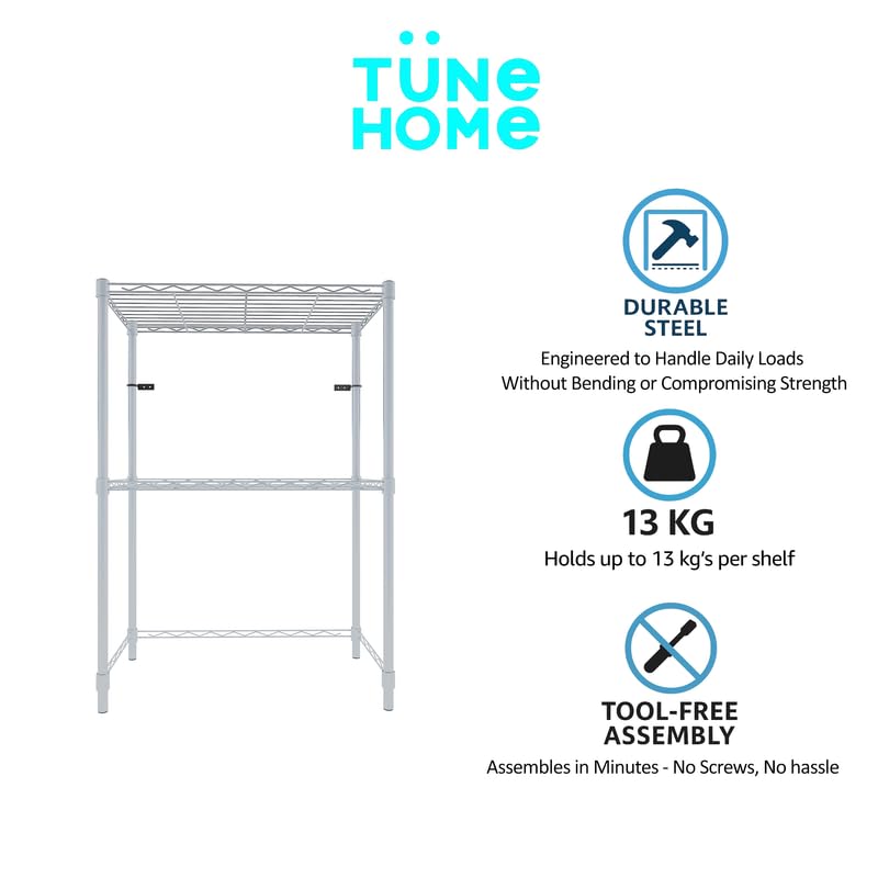 Image of 2-Shelves Microwave Large Heavy Duty Steel Storage Rack | Multipurpose Shelving Unit for Kitchen, Home & Utility