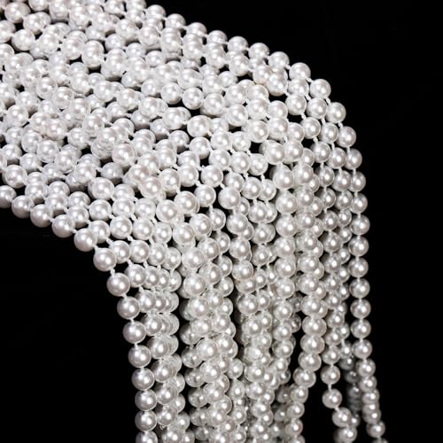 Okllen 60 Pack Long Pearl Necklace for Women, Fake Pearl Necklace Bulk, 1920s White Faux Pearl Beaded Strand Necklace for Costume Party Jewelry Wedding Bridal Shower Tea Party Birthday Decor3