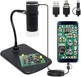 [1000X Aumento] 1000 veces Muplaje USB, luces LED de 8, cámara de microscopio de 2MP, y puede ajustar el brillo de las luces LED, adecuadas para cualquier entorno de detección, para garantizar que la imagen ampliada sea clara y brillante y alta resolución. (Excluyendo la tarjeta de memoria).