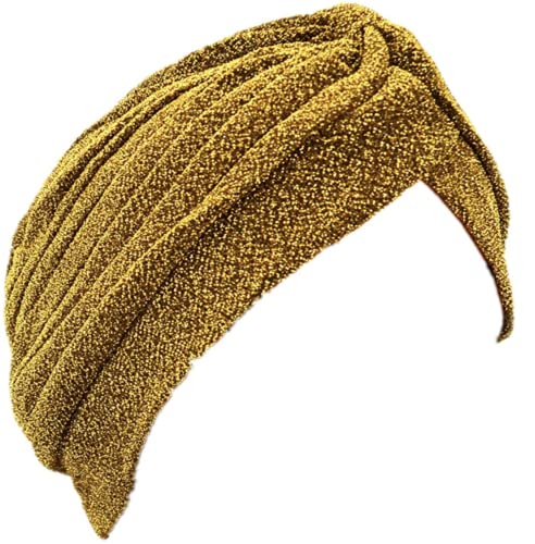 Brynels Women Headwear Head Cover Hat Hair Loss Chemo Cap Muslim Hat,Ladies Head Wrap Stretchy Glitter Turban Caps (Gold) Brynels Women Headwear Head Cover Hat Hair Loss Chemo Cap Muslim Hat,Ladies Head Wrap Stretchy Glitter Turban Caps (Gold)
