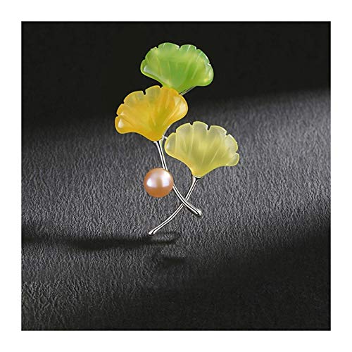 Broche pour femmes et hommes ginkgo, perle et corsage de mariage rétro
