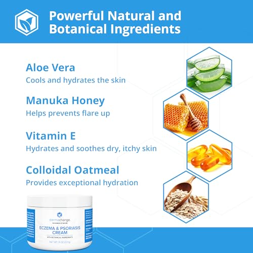 DermaChange Eczema & Psoriasis Cream for Dry and Itchy Skin - Seborrheic Dermatitis Face Cream - Soothing &...