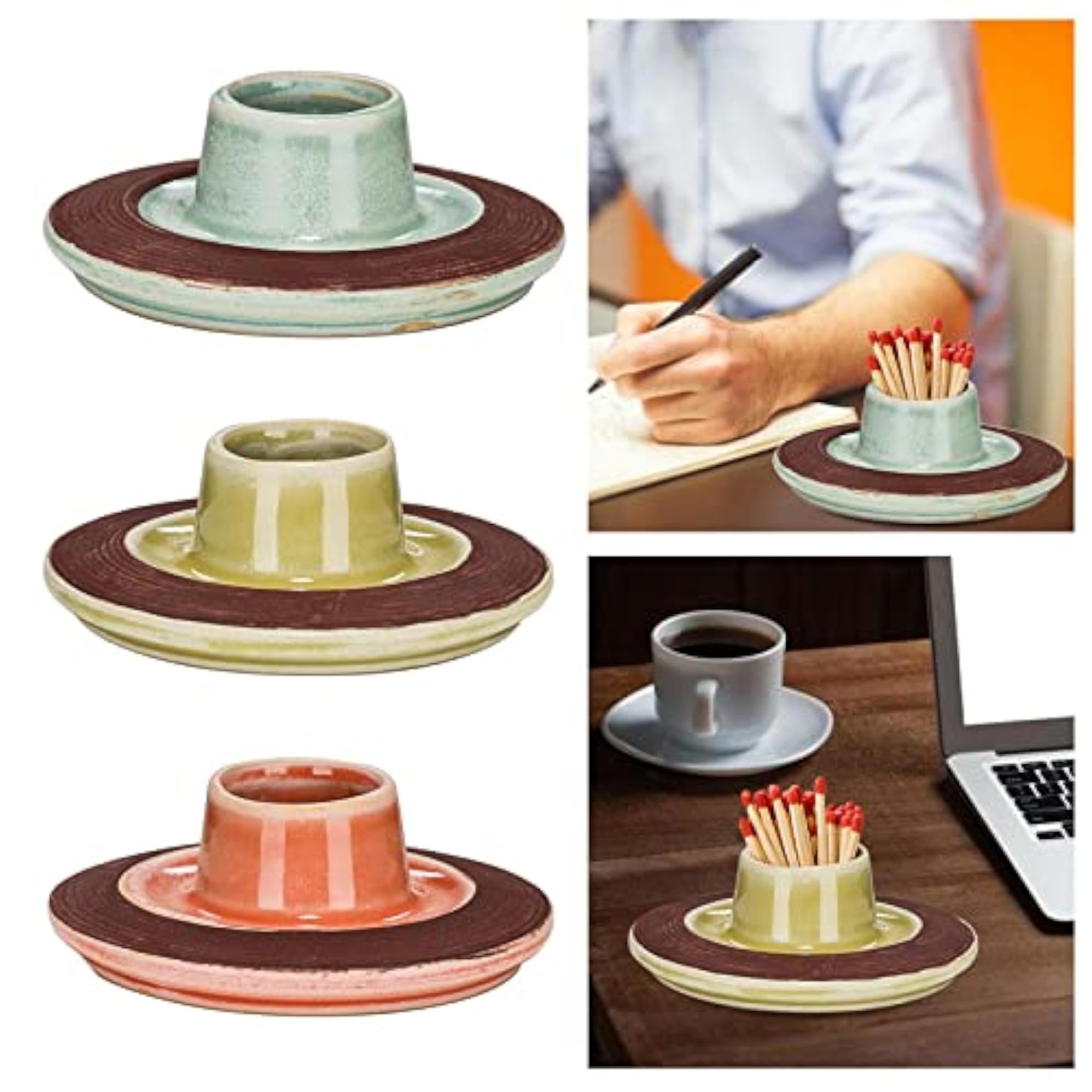 Decorative Ceramic Match Holder Storage Jar for Kitchen