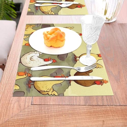 Set de table chic en PVC tissé durable - Protection de table haute résistance - 6