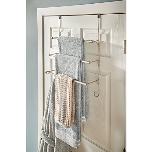 Franklin Brass 193153-FN Over the Door Triple Towel Rack with Hooks, Satin Nickel