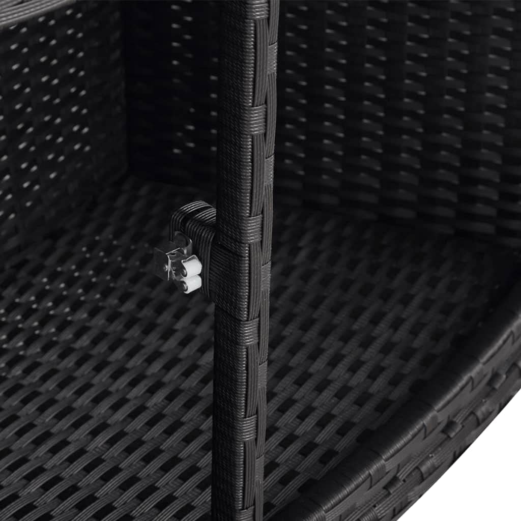 Hommdiy Whirlpool Umrandung mit Stauraum Rund Poolumrandung Poolverkleidung für Spa Grau Poly Rattan Stahlrahmen Eukalyptus-Hartholz (Schwarz)