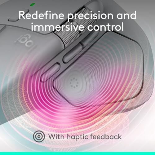 Image of Logitech MX Master 4, Ergonomic Wireless Mouse with Advanced Performance Haptic Feedback, Ultra-Fast Scrolling, USB-C Charging, Bluetooth, Windows, MacOS - Pale Grey