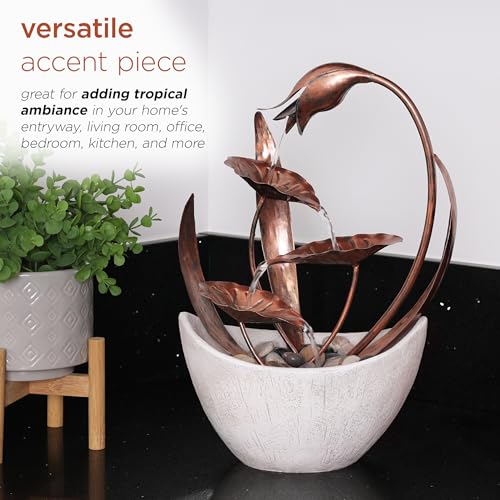 Alpine Corporation ZEN918 Indoor Tabletop Multi-Tiered Metal Falling Leaves Water Fountain thumb #3