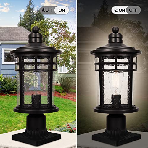 Darkaway Large Outdoor Post Lights Lamp Posts Outdoor Lighting, 17Inch Aluminum Post Lights Waterproof Outdoor Light Fixtures With Glass, Light Posts For Outside Patio Yard (Large, Black) #TOP4