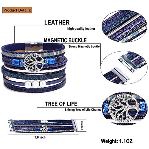 Image of Desimtion Inspirational Tree of Life Boho Leather Wrap Bangle Bracelets for Women, Teen Girl Gifts Trendy Stuff, Fashion Accessories Jewelry Gifts for Women Girls
