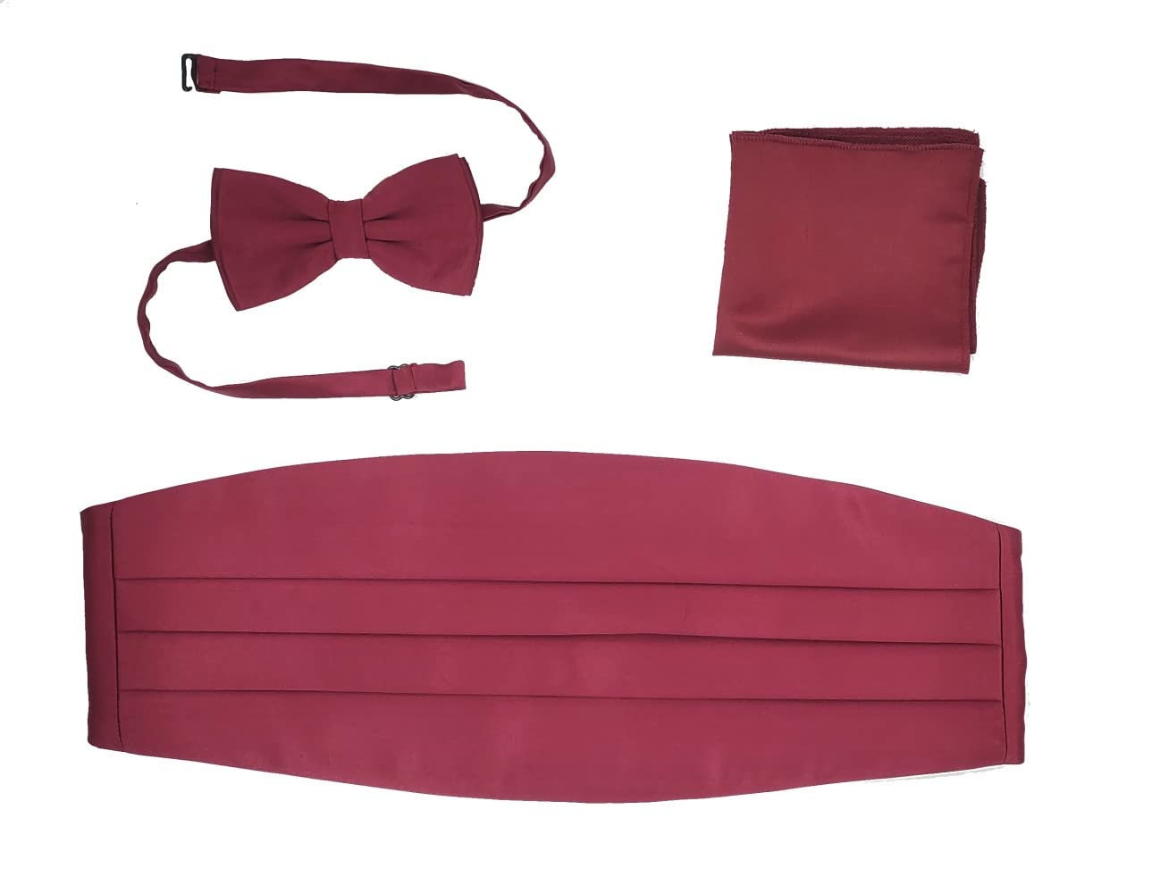 Men's Formal tuxedo cummerbund belt with Satin bow tie set and matching pocket square for Men and women
