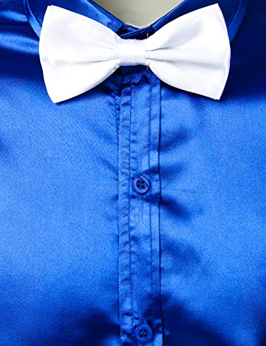 Image of ZEROYAA Men's Luxury Printed Silk Like Satin Button Down Dress Shirt for Party Prom