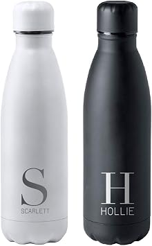 eBuyGB Personalised 790ml Stainless Steel Reusable BPA Free Matt Water Bottle - Custom Name & Initial - Use for School, Gym, Outdoor, Yoga & Sports Red