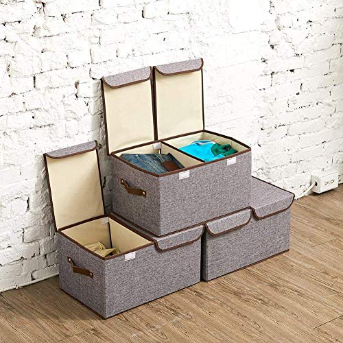 Image of Storage Box for Clothes with lid, wardrobe organiser for clothes, innerwear, clothes organiser, foldable storage box for almirah,cupboards,books (37 Ltr, Set of 2)