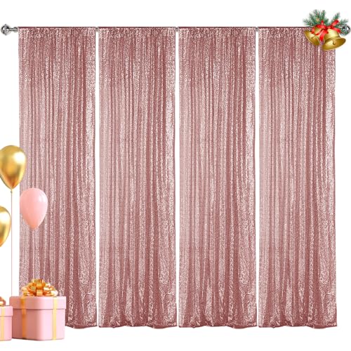 Telón de lentejuelas Rose Gold 4PCS 2FTx8FT miniatura 1
