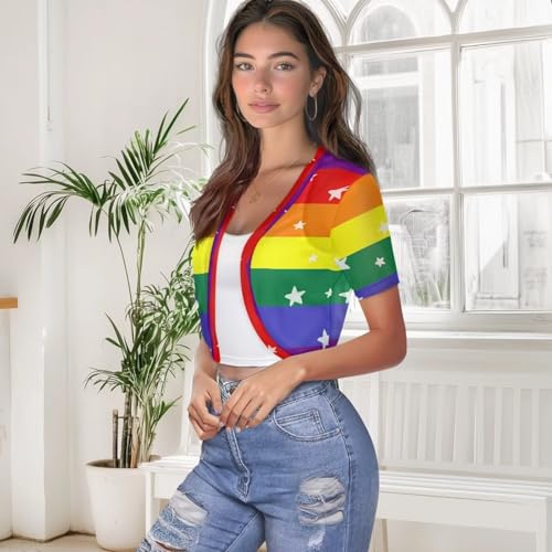 Image of Womens Short Sleeve Bolero Shrug Open Front Knit Cropped Cardigan Shoulder Cover for Dress Cute Casual Knit Cover Up