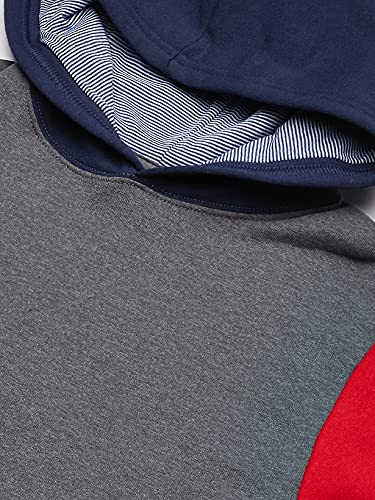 Fruit of the Loom Boys' Fleece Hoodie Sweatshirt, Charcoal Heather/True RED/Ghost Times Square Navy Stripe, X-Large2