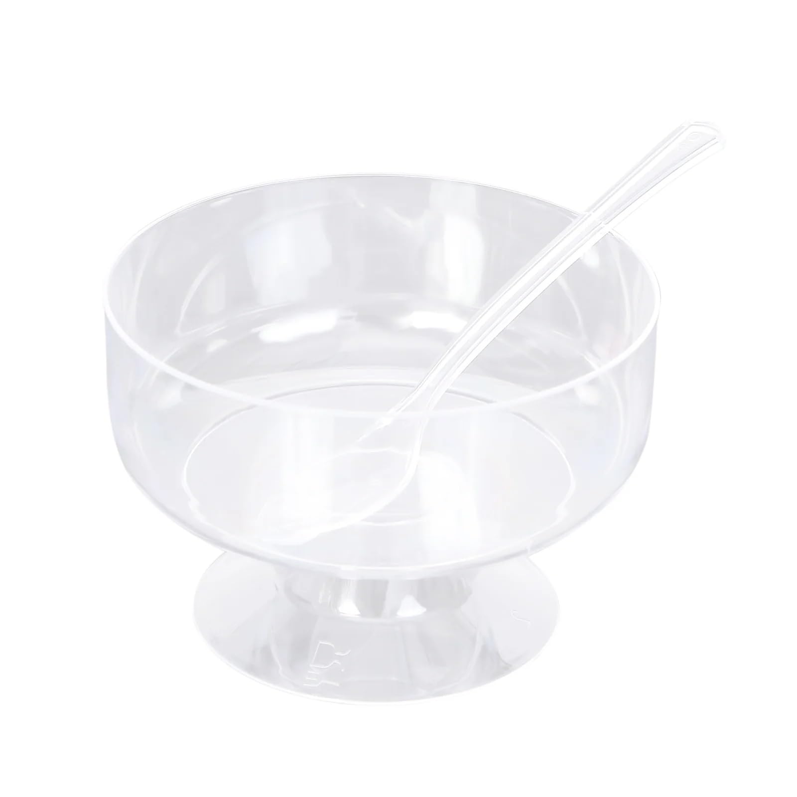 BalsaCircle 24 Clear 6 oz Disposable Footed Plastic Dessert Cups Spoons Wedding Party Event Reception Tableware Decorations Supplies