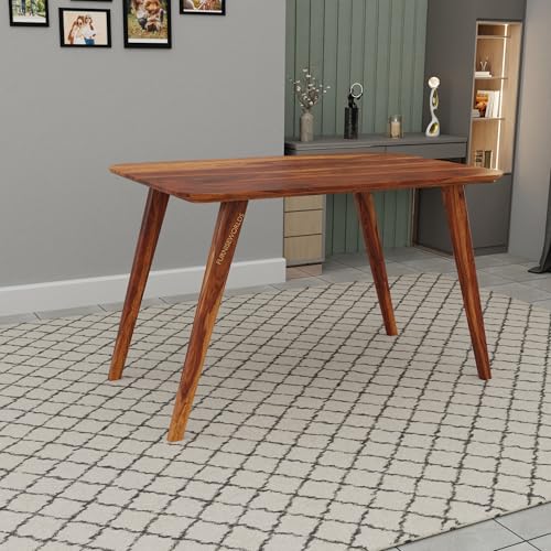 Image of Solid Sheesham Wood 4 Seater Dining Table Set for Home and Kitchen, Cane Furniture, Dining Set