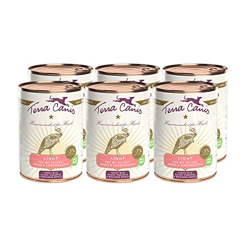 Terra Canis Tacchino, sedano & ananas - Alimento umido Light, 6x400g I Alimento premium per cani con ingredienti di autentica qualità human-grade al 100% I ipocalorico & gluten-free