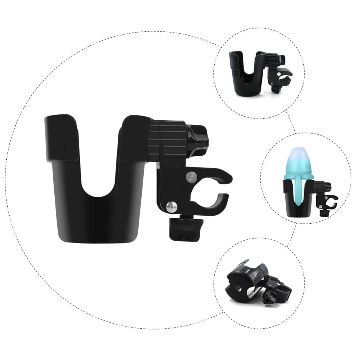 MOLUCKFU 2pcs Stroller Bottle Holder Anti-Slip Design Clip-on Water Cup Clamp for Handlebar
