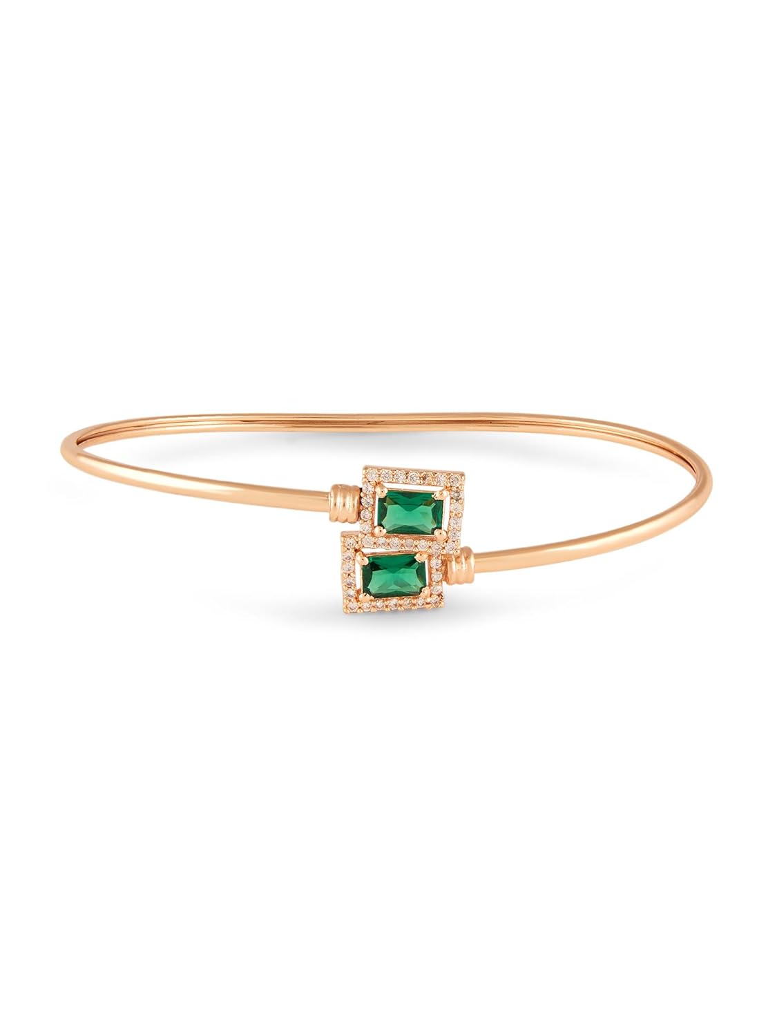 ZAVERI PEARLS Green Dazzling Cubic Zirconia Contemporary Bangle Style Kada Bracelet For Women-ZPFK18195