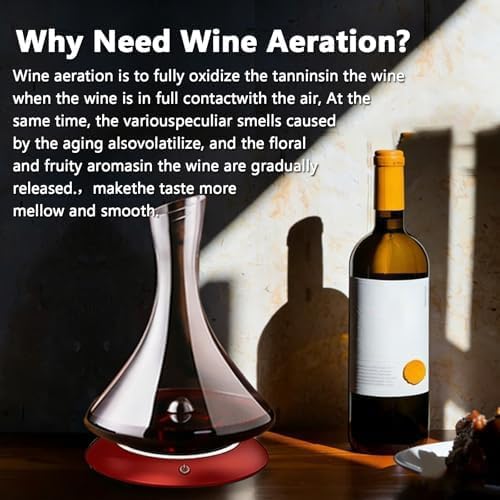 Carafe à vin électrique avec aérateur rotatif et lumière LED, capacité de 750 ml, couvercle amovible et lavable