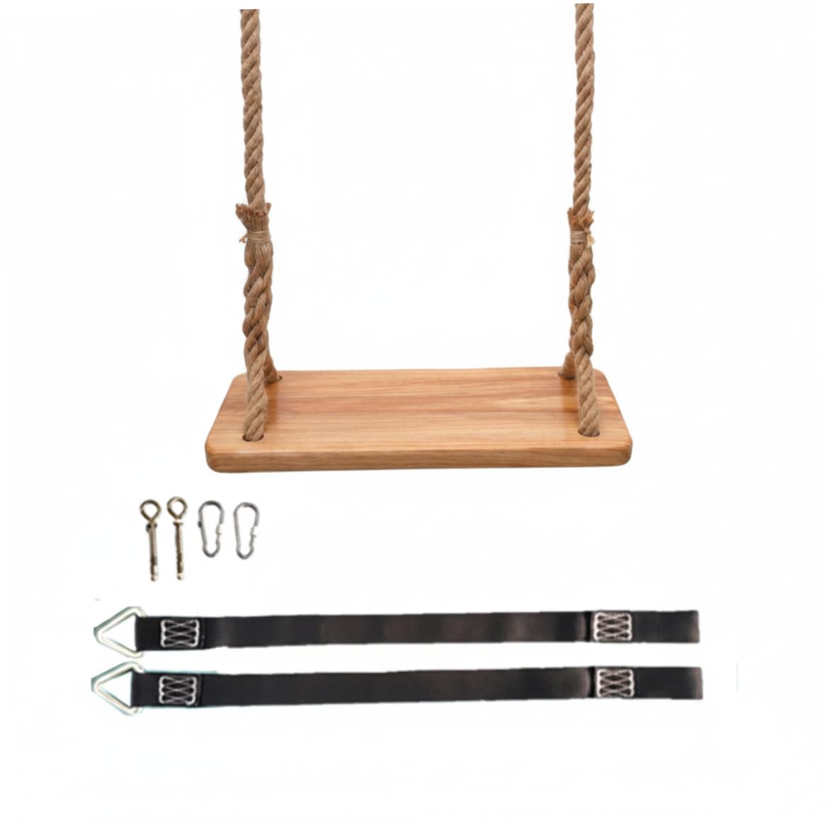Altalena a trapezio, Altalena in legno per esterni, Legno di olmo spesso per bambini con corda resistente e parti metalliche, Interno/esterno per bambini e adulti, Sedile da 15, 75x6, 30 pollici con
