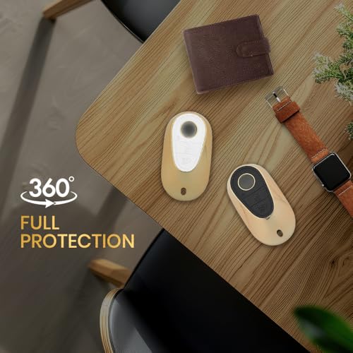 Image of Keyzone Litchi Leather Textured TPU Key Cover & Keychain for S-Class, G-Class, E-Class 2022 Onwards, 3 Button Smart Key (Blue)