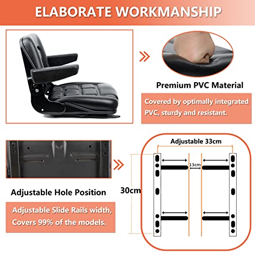 Universal Fold Down Forklift Seat,Micro Switch,Armrest For Tractor,Excavator Skid Loader Backhoe Dozer Telehandler Ztr's #TOP6