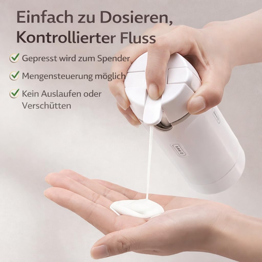 Cleanvo 4-In-1 Reise- & Gym-Spender, Cleanvo Duschsystem, Auslaufsicher Verschlossen, Tragbar, FüR Diverse Lotionen, Andere Pflegeprodukte Eignet (Weiß)