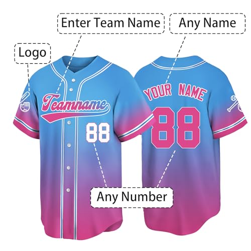 Custom Baseball Jersey Stitched Personalized Team Sport Uniform Women Men miniatura 3