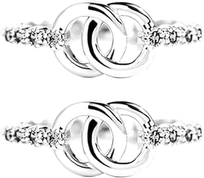 Girls accessories Matching Pav  Interlocking Ring,Forever Linked Ring, Adjustable High Polish Zircon Inlaid Friendship Rings,for Women,Sister,Bestie Gifts Birthday Gift