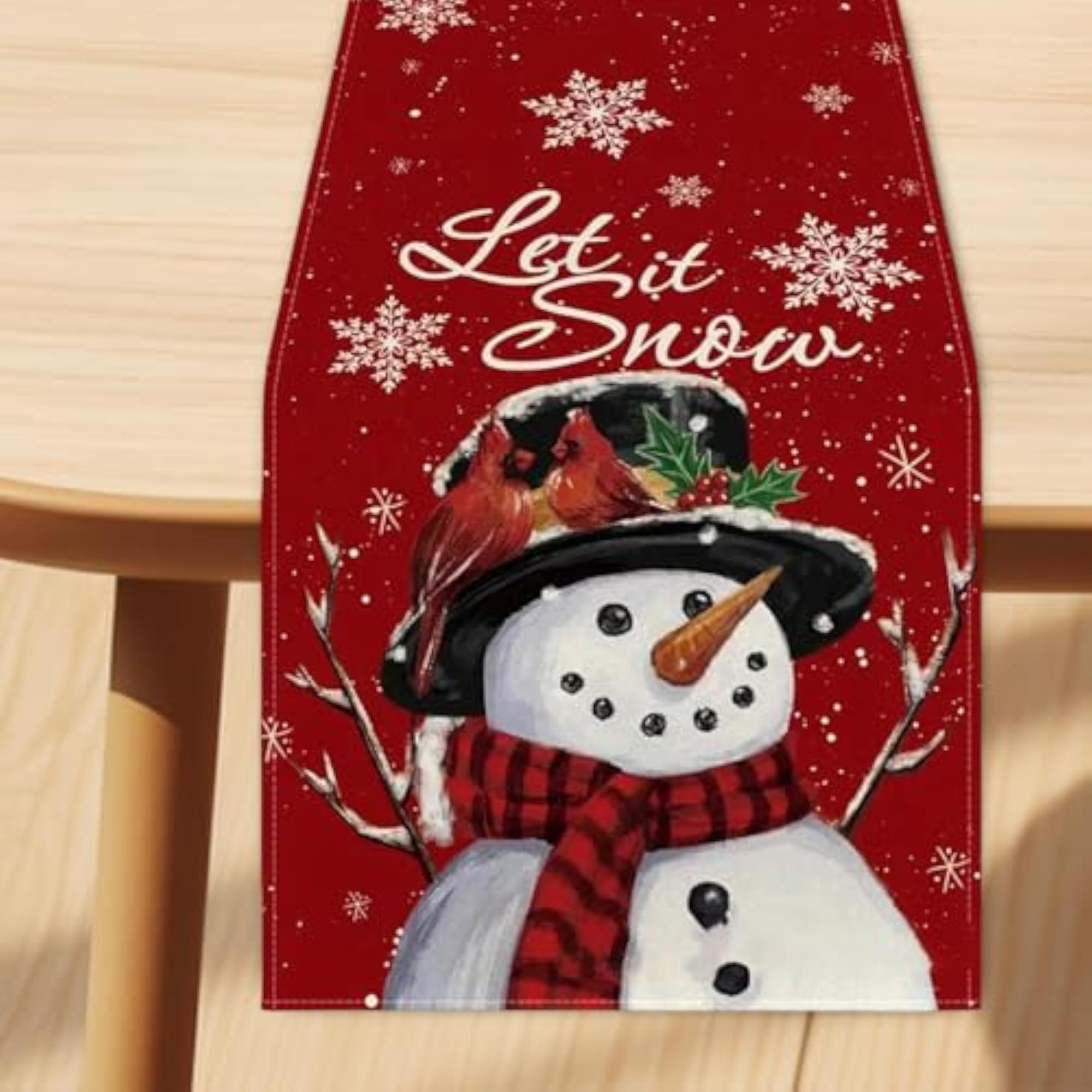 Christmas Table Runner Snowflakes Tablecloth for Tabletop