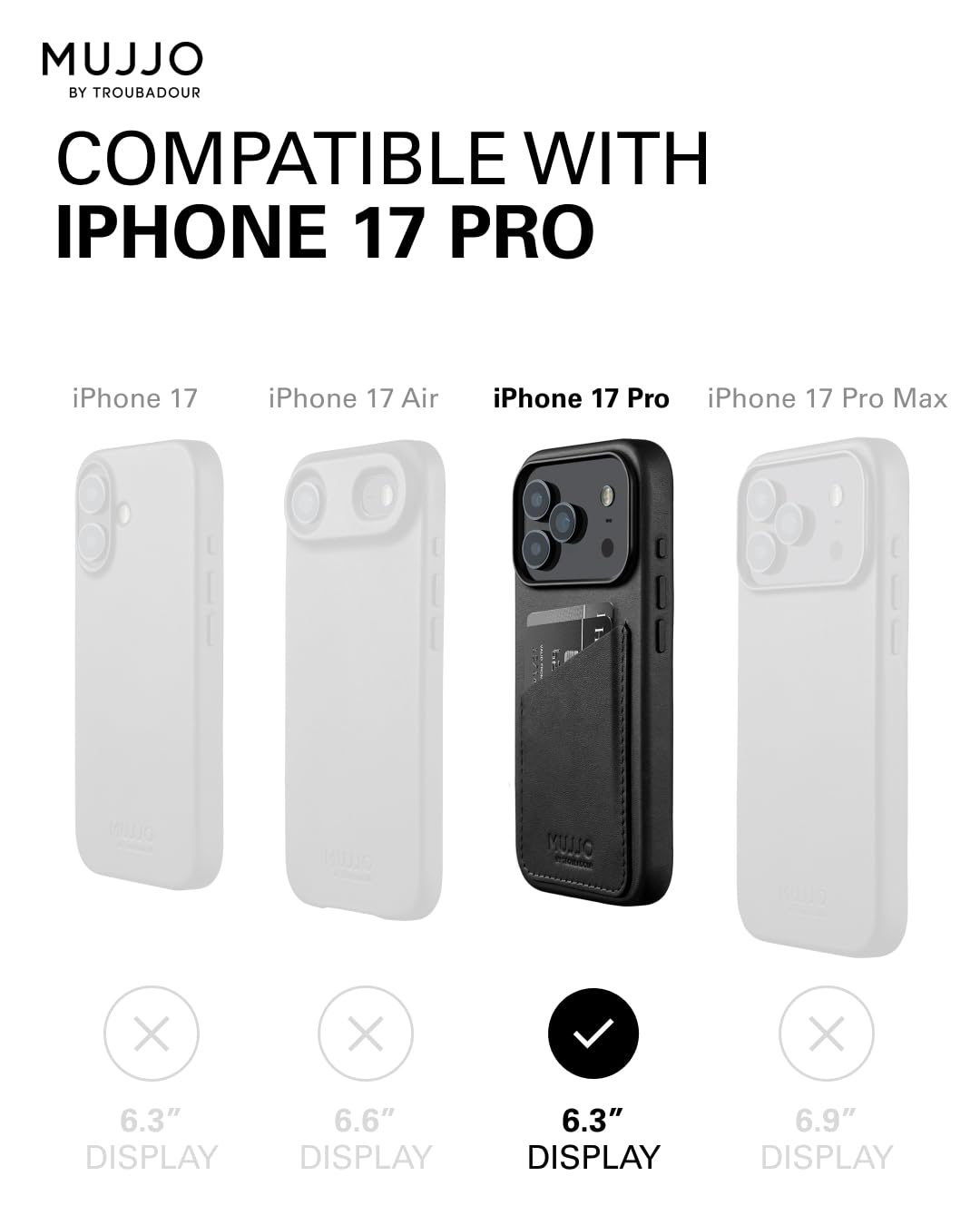 iPhone 17 レザーケース　MagSafeウォレット,ガラスフィルム付き Amazon.co.jp: Mujjo ウォレットレザーケース - iPhone 17 Pro用