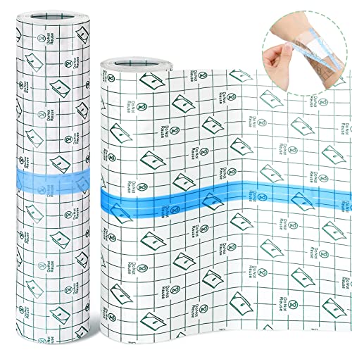 Nuanchu 2 Rolls Clear Waterproof Tattoo Bandages,8 Inch, 10 Inch Wide